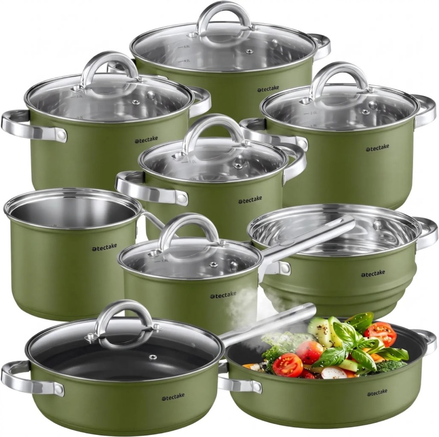Kompletní sada Miracle Set Pots v olivově zelené